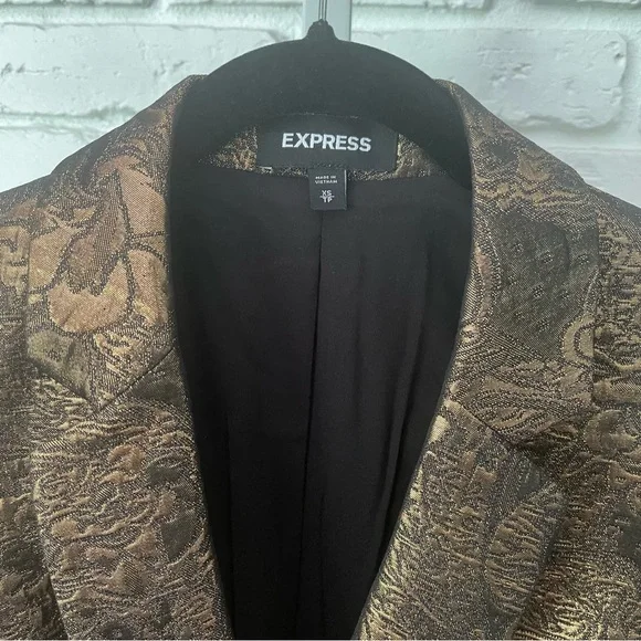 Metallic Brocade Blazer in Gold & Black – Express Size XS (NWT) - Picture 2 of 3